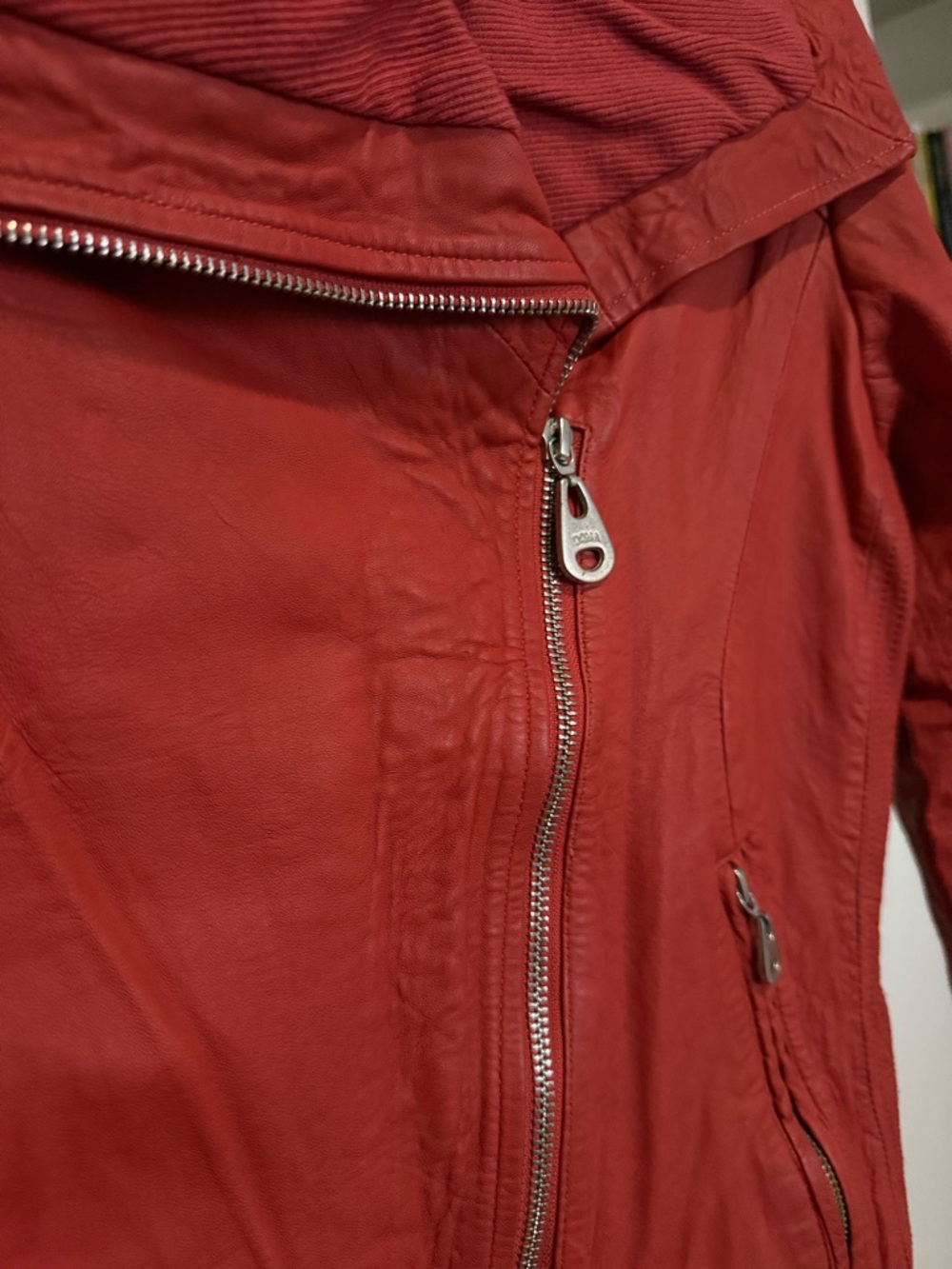 Doma Red Studded Leather Zip Jacket -XL - Picture 5 of 8